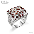 LENYA แหวนเงินแท้ 925 ประดับพลอยโกเมน (Garnet) เสริมบุคลิกความมั่นใจ เสริมให้ร่ำรวย อัญมณีประจำเดือนมกราคม