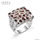 LENYA แหวนเงินแท้ 925 ประดับพลอยโกเมน (Garnet) เสริมบุคลิกความมั่นใจ เสริมให้ร่ำรวย อัญมณีประจำเดือนมกราคม