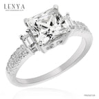 LENYA แหวน CZ จาก SWAROVSKI เพิ่มความโดดเด่นเป็นประกาย ขนาด 6 มิล ตัวเรือนเงินแท้925 ชุบทองคำขาว