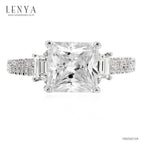 LENYA แหวน CZ จาก SWAROVSKI เพิ่มความโดดเด่นเป็นประกาย ขนาด 6 มิล ตัวเรือนเงินแท้925 ชุบทองคำขาว