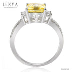 LENYA แหวน CZ สีเหลืองจาก SWAROVSKI เพิ่มความโดดเด่น ขนาด 6 มิล ตัวเรือนเงินแท้925 ชุบทองคำขาว