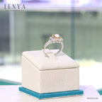 LENYA แหวน CZ สีเหลืองจาก SWAROVSKI เพิ่มความโดดเด่น ขนาด 6 มิล ตัวเรือนเงินแท้925 ชุบทองคำขาว