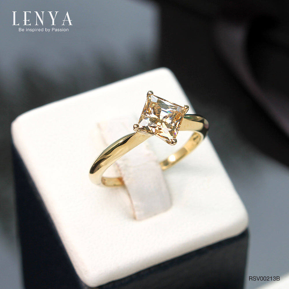 LENYA แหวนประดับ SWAROVSKI ZIRCONIA ตัวเรือนเงินแท้ชุบทองคำแท้