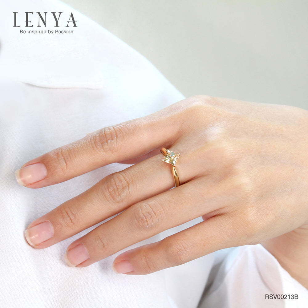 LENYA แหวนประดับ SWAROVSKI ZIRCONIA ตัวเรือนเงินแท้ชุบทองคำแท้