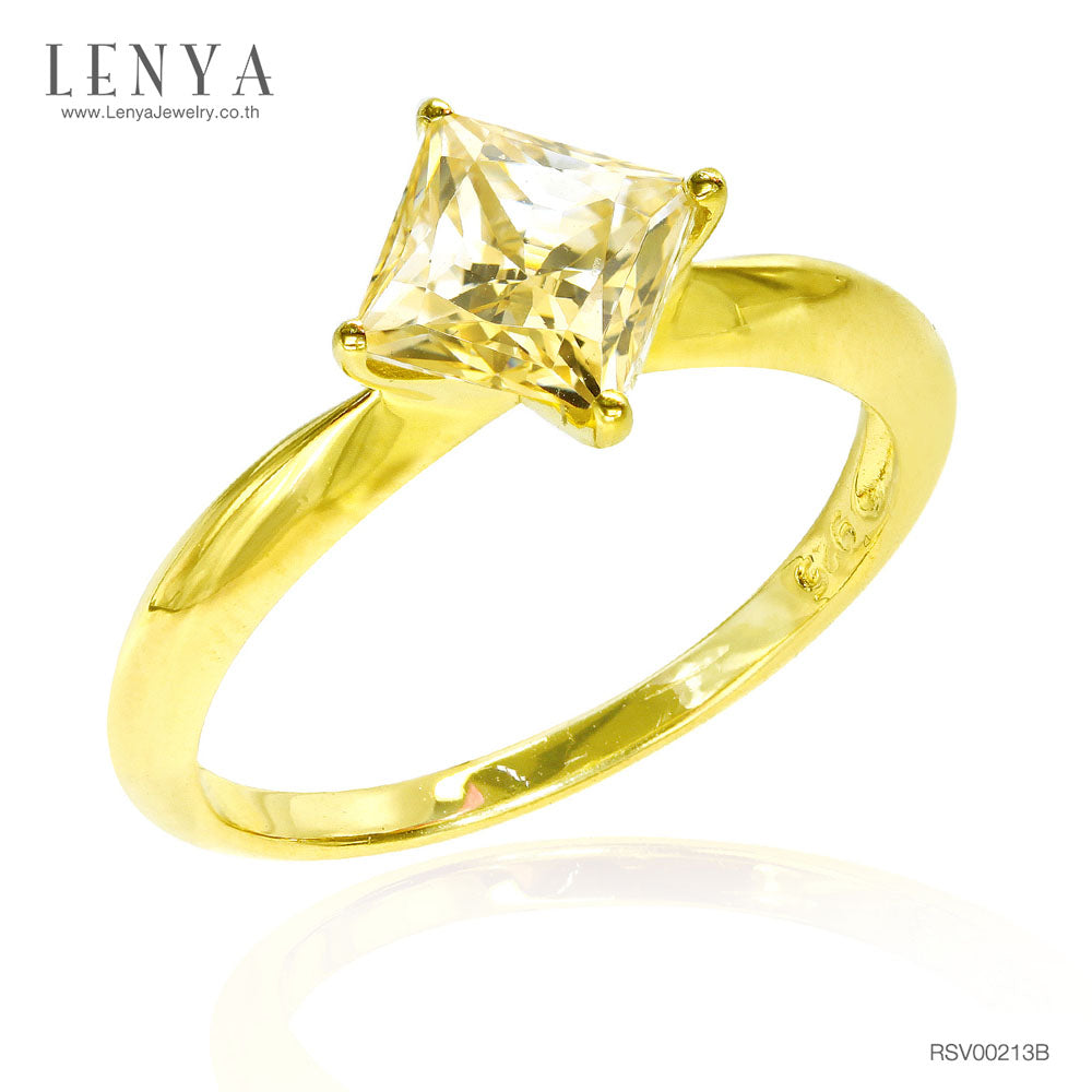 LENYA แหวนประดับ SWAROVSKI ZIRCONIA ตัวเรือนเงินแท้ชุบทองคำแท้