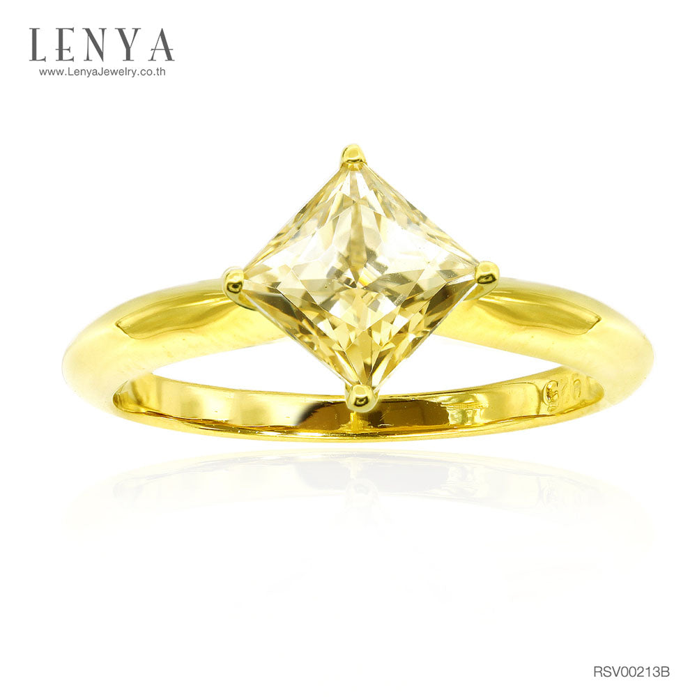 LENYA แหวนประดับ SWAROVSKI ZIRCONIA ตัวเรือนเงินแท้ชุบทองคำแท้