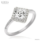 LENYA แหวนเงินแท้ 925 ชุบทองคำขาว ประดับด้วย SWAROVSKI ZIRCONIA สีขาว สวยคลาสสิค  เสริมบุคลิกเพิ่มความมั่นใจ
