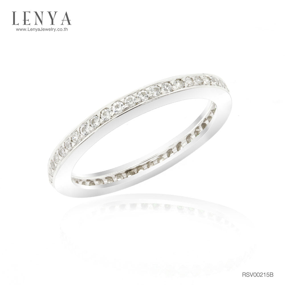 LENYA แหวน CZ สวารอฟสกี้ เซอร์โคเนีย เสริมบุคลิกความหรูหราขนาด1.20 มิล ตัวเรือนเงินแท้925ชุบทองคำขาว
