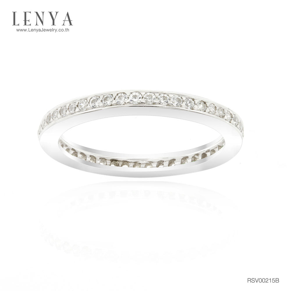 LENYA แหวน CZ สวารอฟสกี้ เซอร์โคเนีย เสริมบุคลิกความหรูหราขนาด1.20 มิล ตัวเรือนเงินแท้925ชุบทองคำขาว
