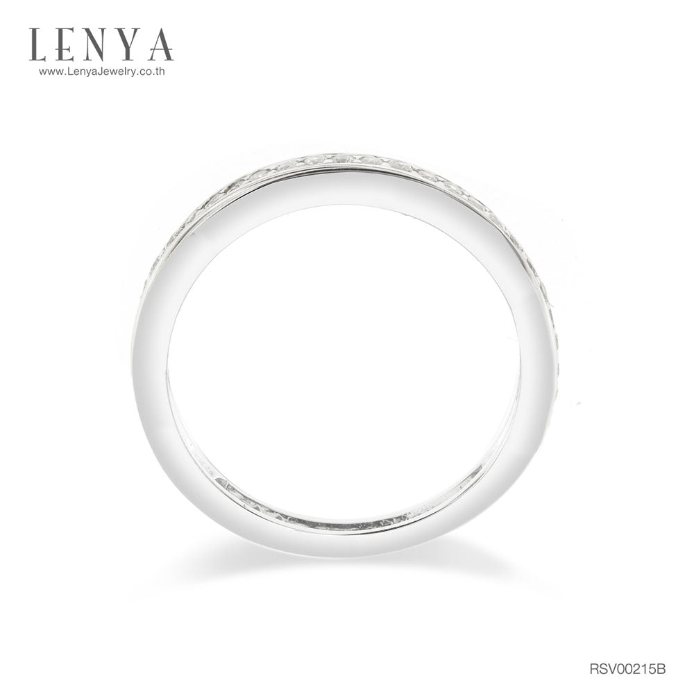 LENYA แหวน CZ สวารอฟสกี้ เซอร์โคเนีย เสริมบุคลิกความหรูหราขนาด1.20 มิล ตัวเรือนเงินแท้925ชุบทองคำขาว
