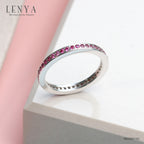 LENYA แหวน LENYA ETERNAL ประดับด้วย SWAROVSKI ZIRCONIA สีทับทิม บนตัวเรือนเงินแท้ชุบทองคำขาวแท้ ดีไซน์แบบแถวเดี่ยวเต็มวง สวยคลาสสิค