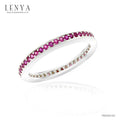 LENYA แหวน LENYA ETERNAL ประดับด้วย SWAROVSKI ZIRCONIA สีทับทิม บนตัวเรือนเงินแท้ชุบทองคำขาวแท้ ดีไซน์แบบแถวเดี่ยวเต็มวง สวยคลาสสิค