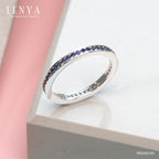 LENYA แหวน LENYA ETERNAL ประดับด้วย SWAROVSKI ZIRCONIA สีน้ำเงิน บนตัวเรือนเงินแท้ชุบทองคำขาวแท้ ดีไซน์แบบแถวเดี่ยวเต็มวง สวยคลาสสิค