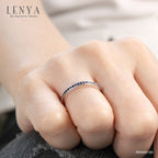 LENYA แหวน LENYA ETERNAL ประดับด้วย SWAROVSKI ZIRCONIA สีน้ำเงิน บนตัวเรือนเงินแท้ชุบทองคำขาวแท้ ดีไซน์แบบแถวเดี่ยวเต็มวง สวยคลาสสิค
