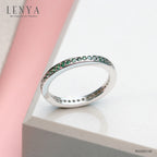 LENYA แหวน LENYA ETERNAL ประดับด้วย SWAROVSKI ZIRCONIA สีเขียว ตัวเรือนเงินแท้ชุบทองคำขาวแท้ ดีไซน์แบบแถวเดี่ยวเต็มวง สวยคลาสสิค