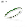 LENYA แหวน LENYA ETERNAL ประดับด้วย SWAROVSKI ZIRCONIA สีเขียว ตัวเรือนเงินแท้ชุบทองคำขาวแท้ ดีไซน์แบบแถวเดี่ยวเต็มวง สวยคลาสสิค
