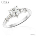 LENYA แหวน CZ Diamondlike ดีไซน์รูปทรงหัวใจสวยหรู ขนาด 6?6 มิล ตัวเรือนเงินแท้925 ชุบทองคำขาว