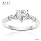 LENYA แหวน CZ Diamondlike ดีไซน์รูปทรงหัวใจสวยหรู ขนาด 6?6 มิล ตัวเรือนเงินแท้925 ชุบทองคำขาว