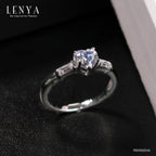 LENYA แหวน CZ Diamondlike ดีไซน์รูปทรงหัวใจสวยหรู ขนาด 6?6 มิล ตัวเรือนเงินแท้925 ชุบทองคำขาว