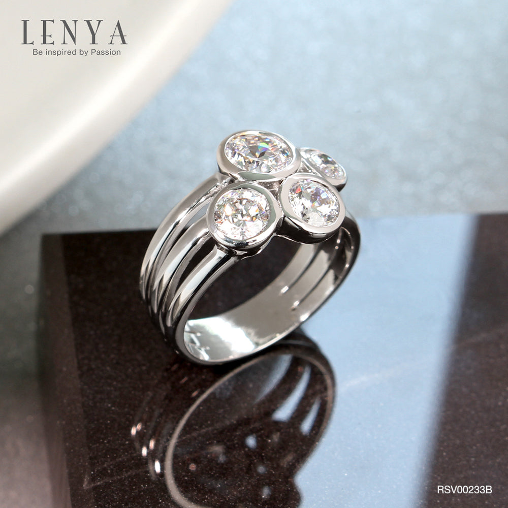 LENYA แหวน Diamondlike ตัวเรือนเงินแท้ 925 ชุบทองคำขาว นิ้วแบบไหน ใส่แหวนวงนี้ก็สวยได้