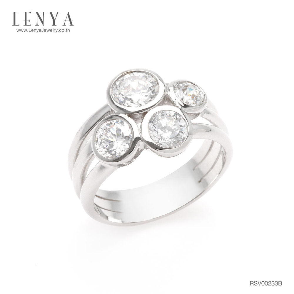 LENYA แหวน Diamondlike ตัวเรือนเงินแท้ 925 ชุบทองคำขาว นิ้วแบบไหน ใส่แหวนวงนี้ก็สวยได้