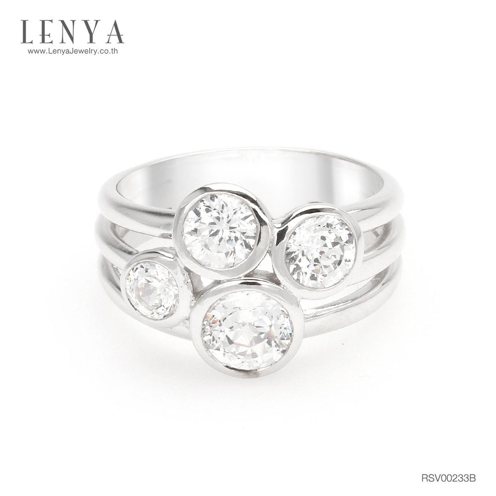 LENYA แหวน Diamondlike ตัวเรือนเงินแท้ 925 ชุบทองคำขาว นิ้วแบบไหน ใส่แหวนวงนี้ก็สวยได้