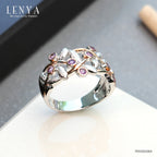 LENYA แหวนอะเมทิสต์ ลายแมลงปอ ตัวเรือนเงินแท้ ชุบทองคำขาวและทองชมพู 18K เก๋ไม่ซ้ำใคร ดีไซน์เฉพาะที่เลนญ่า
