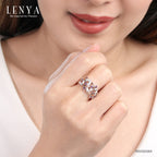 LENYA แหวนอะเมทิสต์ ลายแมลงปอ ตัวเรือนเงินแท้ ชุบทองคำขาวและทองชมพู 18K เก๋ไม่ซ้ำใคร ดีไซน์เฉพาะที่เลนญ่า