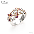 LENYA แหวนอะเมทิสต์ ลายแมลงปอ ตัวเรือนเงินแท้ ชุบทองคำขาวและทองชมพู 18K เก๋ไม่ซ้ำใคร ดีไซน์เฉพาะที่เลนญ่า