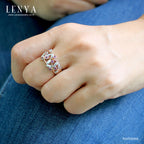 LENYA แหวนอะเมทิสต์ ลายแมลงปอ ตัวเรือนเงินแท้ ชุบทองคำขาวและทองชมพู 18K เก๋ไม่ซ้ำใคร ดีไซน์เฉพาะที่เลนญ่า