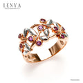LENYA แหวน ประดับพลอยอะเมทิสต์ (Amethyst) โดดเด่นด้วยเทคนิคพิเศษ ด้วยการชุบทองคำขาวที่ใบไม้ บนตัวเรือนเงินแท้ชุบสีพิ้งค์โกลด์ (Pink Gold)