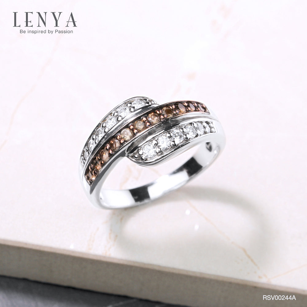 LENYA แหวนพลอยสโมคกี้ควอตซ์ เสริมพลังในการปกป้องคุ้มครอง ขนาด 1.75 มิล ตัวเรือนเงินแท้925 ชุบทูโทน