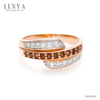 LENYA แหวน ประดับพลอยสโมคกี้ควอทซ์ (Smoky Quartz) และเพชรDiamondLike ตัวเรือนเงินแท้ชุบสีพิ้งค์โกลด์ (Pink Gold)