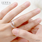 LENYA แหวน ประดับพลอยสโมคกี้ควอทซ์ (Smoky Quartz) และเพชรDiamondLike ตัวเรือนเงินแท้ชุบสีพิ้งค์โกลด์ (Pink Gold)