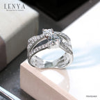 LENYA แหวน DiamondLike ทรงหัวใจ ขนาด 6 มิล และ 4 มิล ตัวเรือนเงินแท้ 925 ชุบทองคำขาว ดีไซน์ดั่งสองหัวใจที่สวมกอดกัน ใครที่หัวใจฉ่ำรัก ต้องใส่ค่ะ