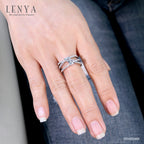 LENYA แหวน DiamondLike ทรงหัวใจ ขนาด 6 มิล และ 4 มิล ตัวเรือนเงินแท้ 925 ชุบทองคำขาว ดีไซน์ดั่งสองหัวใจที่สวมกอดกัน ใครที่หัวใจฉ่ำรัก ต้องใส่ค่ะ