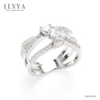 LENYA แหวน DiamondLike ทรงหัวใจ ขนาด 6 มิล และ 4 มิล ตัวเรือนเงินแท้ 925 ชุบทองคำขาว ดีไซน์ดั่งสองหัวใจที่สวมกอดกัน ใครที่หัวใจฉ่ำรัก ต้องใส่ค่ะ