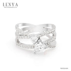 LENYA แหวน DiamondLike ทรงหัวใจ ขนาด 6 มิล และ 4 มิล ตัวเรือนเงินแท้ 925 ชุบทองคำขาว ดีไซน์ดั่งสองหัวใจที่สวมกอดกัน ใครที่หัวใจฉ่ำรัก ต้องใส่ค่ะ