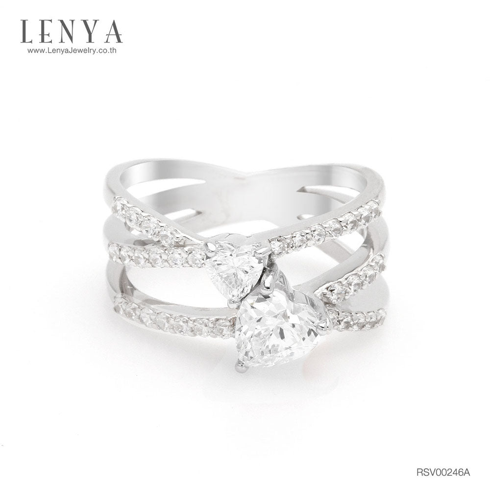 LENYA แหวน DiamondLike ทรงหัวใจ ขนาด 6 มิล และ 4 มิล ตัวเรือนเงินแท้ 925 ชุบทองคำขาว ดีไซน์ดั่งสองหัวใจที่สวมกอดกัน ใครที่หัวใจฉ่ำรัก ต้องใส่ค่ะ