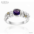 LENYA แหวนพลอยอเมทิสต์ เสริมความสงบใจ มีสติ มั่งคั่ง ขนาด 5 มิล ตัวเรือนเงินแท้925 ชุบทองคำขาว