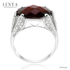 LENYA แหวนเงินแท้ ประดับพลอยโกเมน (Garnet) เสริมบุคลิกความมั่นใจ เสริมให้ร่ำรวย อัญมณีประจำเดือนมกราคม