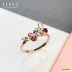 LENYA แหวนพลอยอเมทิสต์ เสริมความสงบใจ มีสติ มั่งคั่ง ขนาด 3 มิล ตัวเรือนเงินแท้925 ชุบพิงค์โกลด์