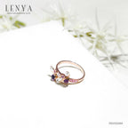 LENYA แหวนพลอยอเมทิสต์ เสริมความสงบใจ มีสติ มั่งคั่ง ขนาด 3 มิล ตัวเรือนเงินแท้925 ชุบพิงค์โกลด์