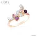LENYA แหวนพลอยอเมทิสต์ เสริมความสงบใจ มีสติ มั่งคั่ง ขนาด 3 มิล ตัวเรือนเงินแท้925 ชุบพิงค์โกลด์