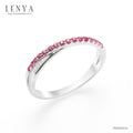 LENYA แหวน CZ สีชมพูจาก SWAROVSKI เสริมบุคลิกความหรูหรา ตัวเรือนเงินแท้925 ชุบทองคำขาว