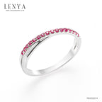 LENYA แหวน CZ สีชมพูจาก SWAROVSKI เสริมบุคลิกความหรูหรา ตัวเรือนเงินแท้925 ชุบทองคำขาว