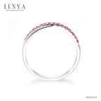 LENYA แหวน CZ สีชมพูจาก SWAROVSKI เสริมบุคลิกความหรูหรา ตัวเรือนเงินแท้925 ชุบทองคำขาว