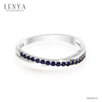 LENYA แหวน CZ สีน้ำเงินจาก SWAROVSKI เสริมบุคลิกหรูหราดูมีระดับ ตัวเรือนเงินแท้925 ชุบทองคำขาว