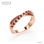 LENYA แหวนทับทิม อเมทิสต์ ดีไซน์ไขว้ สำหรับสาวที่เน้นลุคปราดเปรียว ตัวเรือนเงินแท้ชุบสีพิ้งค์โกลด์ (Pink Gold)