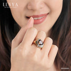LENYA แหวนพลอยสโมคกี้ควอตซ์ เสริมพลังการปกป้องคุ้มครอง ขนาด108มิล ตัวเรือนเงินแท้925 ชุบพิ้งค์โกลด์